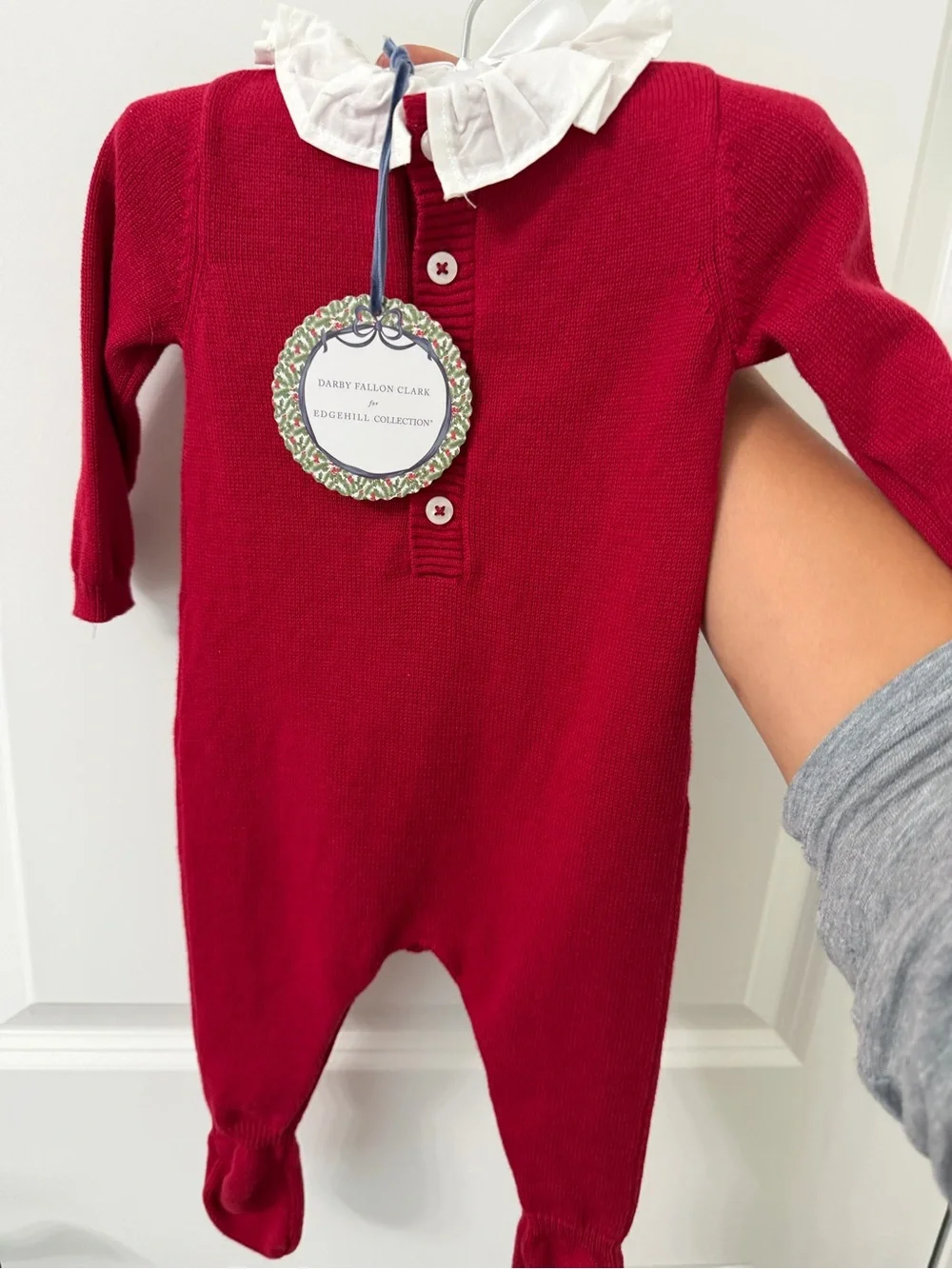 Baby  Cozy Red Footed Baby One-Piece with Puppy Knit “ Edgehill collection “